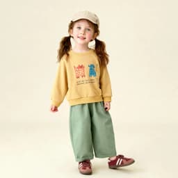 Amila Spring Children's Hoodie Round Neck Solid Color Cartoon Letter Printed Basic Versatile Daily Casual Long Sleeve Top