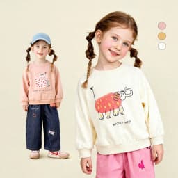 Amila Spring Children's Hoodie Round Neck Solid Color Cartoon Letter Printed Basic Versatile Daily Casual Long Sleeve Top