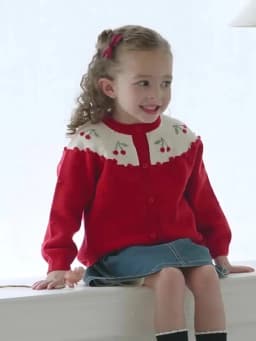 Dave Bella Children's Sweater Cardigan Tops Sweet Cute Autumn Red Knitted Long Sleeve Coat for Girls Baby Outdoor DB3253536