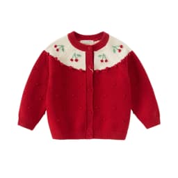 Dave Bella Children's Sweater Cardigan Tops Sweet Cute Autumn Red Knitted Long Sleeve Coat for Girls Baby Outdoor DB3253536