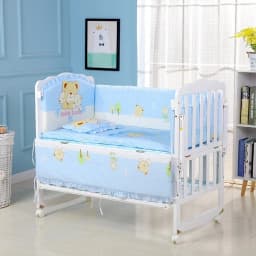 6Pcs Baby Nursery Cot Bedding Set Crib Matress Sets Crib Bumper kit berço para bebê (4Bumpers+Matress+Pillow)