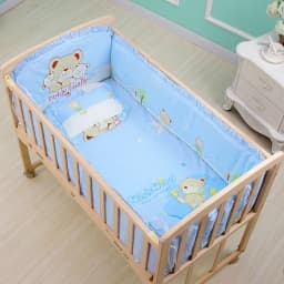 6Pcs Baby Nursery Cot Bedding Set Crib Matress Sets Crib Bumper kit berço para bebê (4Bumpers+Matress+Pillow)