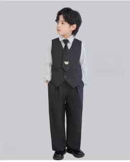 Gentleman Kids Black Suit Set Boys Wedding Birthday Photography Dress Children's Piano Host Speech Performance Costume
