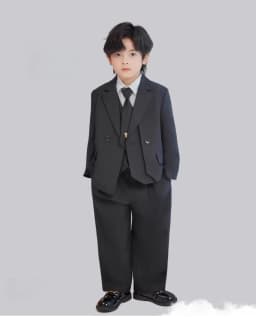 Gentleman Kids Black Suit Set Boys Wedding Birthday Photography Dress Children's Piano Host Speech Performance Costume