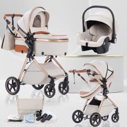 Baby Stroller 3 in 1 Easy Folding Multifunctional Stroller Travel Portable Baby Carriage Safety Seat EU Standard for Newborn