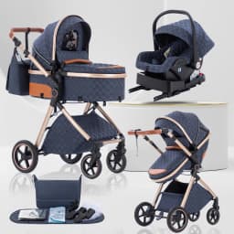 Baby Stroller 3 in 1 Easy Folding Multifunctional Stroller Travel Portable Baby Carriage Safety Seat EU Standard for Newborn
