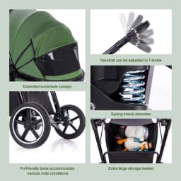 Baby Stroller 3 in 1 Easy Folding Multifunctional Stroller Travel Portable Baby Carriage Safety Seat EU Standard for Newborn