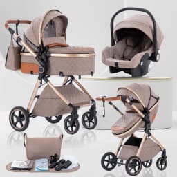 Baby Stroller 3 in 1 Easy Folding Multifunctional Stroller Travel Portable Baby Carriage Safety Seat EU Standard for Newborn