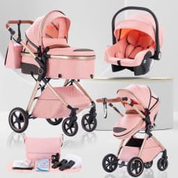Baby Stroller 3 in 1 Easy Folding Multifunctional Stroller Travel Portable Baby Carriage Safety Seat EU Standard for Newborn