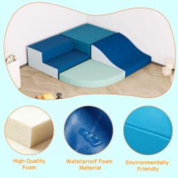 Photo-Ready Toddler Soft Foam Climbing Set 4-Piece Height Adjustable Indoor Active Play Blocks For Crawling Sliding Easy Clean