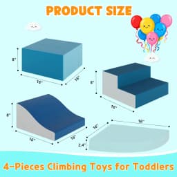 Photo-Ready Toddler Soft Foam Climbing Set 4-Piece Height Adjustable Indoor Active Play Blocks For Crawling Sliding Easy Clean