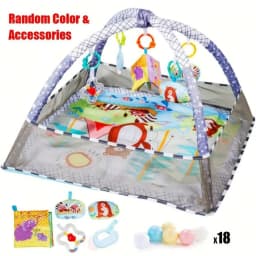 Infant Playpen Gym with Hanging Toys, Activity Play Mat for Baby Exercise Development, Newborn Fitness Playground Activity Cente