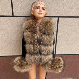HUAQIUMEISI Children's Fox Fur Cardigan Autumn Winter Fashion Kids Raccoon Fur Cardigan and Women Real Fox Fur Cardigan