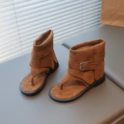 Toddler Girls Gladiator Ankle Boots Sandals with Buckle 2026 New Summer Kids Suede Leather Sandals Soft Sole Ethnic Style Shoes