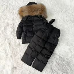 Children's Winter Thick Down Jacket Set Male and Female Baby White Duck Down Down Jacket Jacket+overalls Two-piece Set