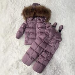 Children's Winter Thick Down Jacket Set Male and Female Baby White Duck Down Down Jacket Jacket+overalls Two-piece Set