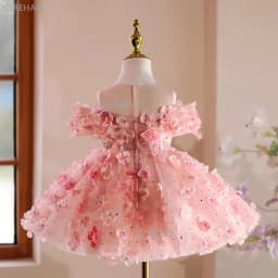 Girls First Birthday Floral Dress Flower Girl Tutu Gown Children Piano Performance Host Outfit Pageant Formal Attire Celebration