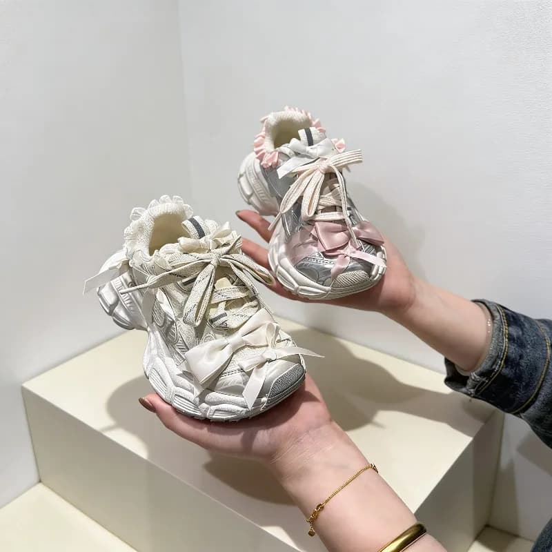 Girls Princess Tennis Shoes Breathable Soft Sole Kids Casual Shoes Non-slip 2026 Brand New Children Sports Shoes Sweet Bowknots
