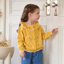 Dave Bella Children's Autumn Spring Sweater Cute Knitted Embroidery Cardigan Tops Long Sleeve Coat Girls Outdoor DB3262785