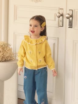 Dave Bella Children's Autumn Spring Sweater Cute Knitted Embroidery Cardigan Tops Long Sleeve Coat Girls Outdoor DB3262785