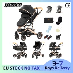 3‑In‑1 Combo Baby Travel System, High Landscape Breathable Infant Stroller With Infant Car Seat, Foldable Lightweight Aluminum Alloy Frame Baby Pram For Newborn Toddler