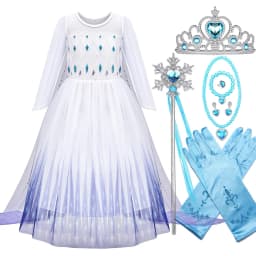 Classic Movie Elsa White Cute Lightweight Breathable Girls Princess Dress + Accessories Halloween Birthday Holiday Party Dress