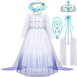 Classic Movie Elsa White Cute Lightweight Breathable Girls Princess Dress + Accessories Halloween Birthday Holiday Party Dress