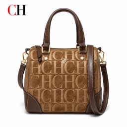 CH Women Top Handle Handbag Embossed Letter Pattern Shoulder Crossbody Bag Elegant Commuter Purse with Adjustable Strap