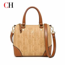 CH Women Top Handle Handbag Embossed Letter Pattern Shoulder Crossbody Bag Elegant Commuter Purse with Adjustable Strap