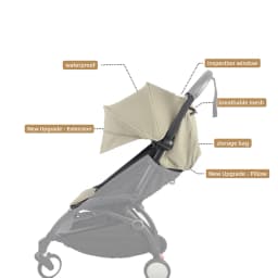 New 2pcs/Set Stroller Cover Hood&Cushion 6+ Extended Canopy With Pillow Seat Liner Replacement Kit YOYO3/YOYO2 Accessories