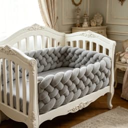 Stylish Braided Crib Bumper, Decorative Anti-Collision Bed Surround for Nursery Nursery Braided Crib Cushion Baby Bed Bumper