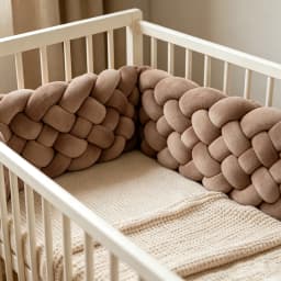 Stylish Braided Crib Bumper, Decorative Anti-Collision Bed Surround for Nursery Nursery Braided Crib Cushion Baby Bed Bumper