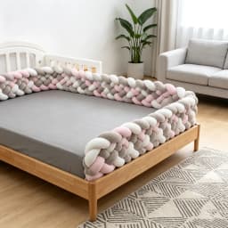 Stylish Braided Crib Bumper, Decorative Anti-Collision Bed Surround for Nursery Nursery Braided Crib Cushion Baby Bed Bumper