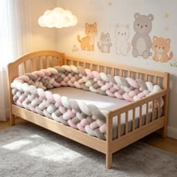 Stylish Braided Crib Bumper, Decorative Anti-Collision Bed Surround for Nursery Nursery Braided Crib Cushion Baby Bed Bumper