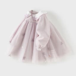 Dave Bella Children Princess Mesh Dress Girls Spring Long Sleeve Elegant Dress Sweet Outdoor Party Clothes DB1260591/DB1261889