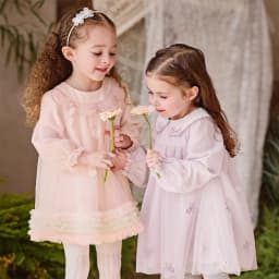 Dave Bella Children Princess Mesh Dress Girls Spring Long Sleeve Elegant Dress Sweet Outdoor Party Clothes DB1260591/DB1261889