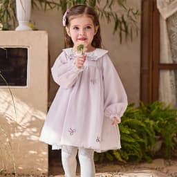 Dave Bella Children Princess Mesh Dress Girls Spring Long Sleeve Elegant Dress Sweet Outdoor Party Clothes DB1260591/DB1261889