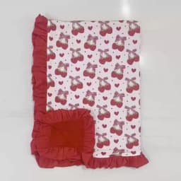 Boutique Boys' Girls' Blanket and Romper Lapel Ruffle Buttons Love Pocket and Binding Feet Fruit Bow Print Customizable Patterns