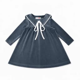 Kids Velour Clothing Set Fall/Winter Collection Black/Navy Boy And Girl Outfit with Contrast Ribbons Edges Family Matching Dress
