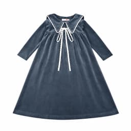 Kids Velour Clothing Set Fall/Winter Collection Black/Navy Boy And Girl Outfit with Contrast Ribbons Edges Family Matching Dress