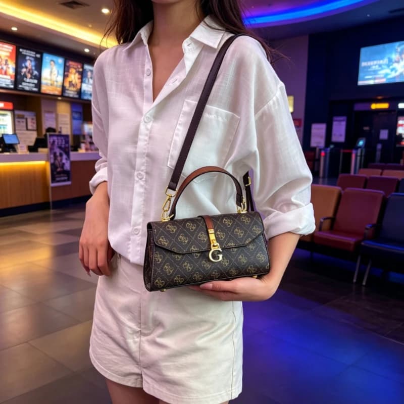 Famous fashion design women's shoulder bag, classic decorative pattern crossbody bag, modern trendy handbag
