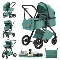 3-in-1 Multifunctional Newborn Stroller Set, Space Saving Foldable Frame, Durable Light Alloy Bracket, Matching Infant Car Seat, Skin-Friendly Breathable Seat Liner