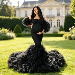 Mermaid Maternity Gown with Sweetheart Neck & Long Train – Fitted Pregnancy Dress for Baby Shower & Studio Photography