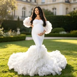 Mermaid Maternity Gown with Sweetheart Neck & Long Train – Fitted Pregnancy Dress for Baby Shower & Studio Photography