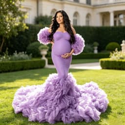 Mermaid Maternity Gown with Sweetheart Neck & Long Train – Fitted Pregnancy Dress for Baby Shower & Studio Photography