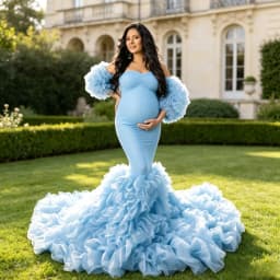 Mermaid Maternity Gown with Sweetheart Neck & Long Train – Fitted Pregnancy Dress for Baby Shower & Studio Photography