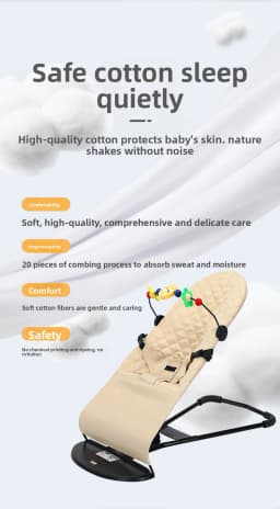 Baby Bouncer 3-in-1 Rocker and Recliner for Newborns to Toddlers, Natural Swing Ergonomic Infant Rocking Chair with 3-Point Safety Belt, Detachable Washable Cotton Cover, Compact Foldable Storage