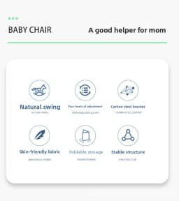 Baby Bouncer 3-in-1 Rocker and Recliner for Newborns to Toddlers, Natural Swing Ergonomic Infant Rocking Chair with 3-Point Safety Belt, Detachable Washable Cotton Cover, Compact Foldable Storage