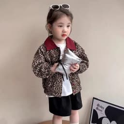 Girl's Leopard Coat Spring and Autumn 2026 New Children's Jacket Leopard Pattern Baby Girl Spring Casual Top