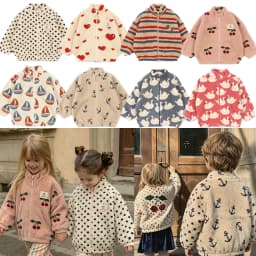Boys and Girls Autumn/Winter Lambswool Polka Cherry Coat Dog Jacket KS AW Women's Love Fury Warm Coat Children's Coat